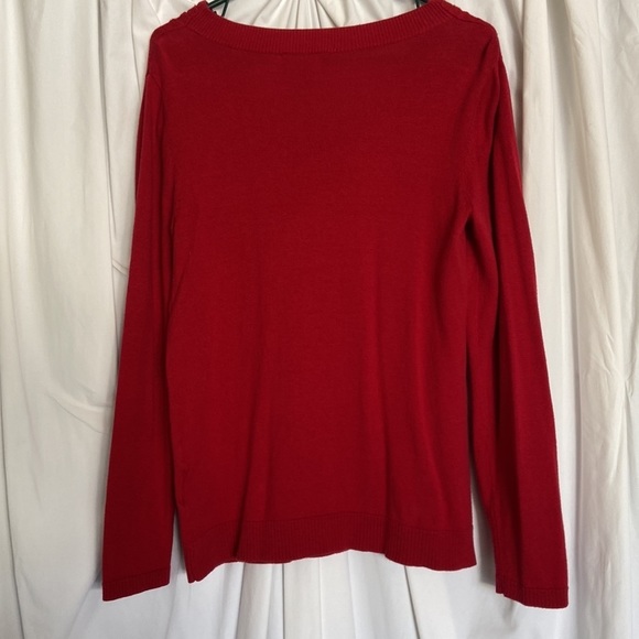 VGUC DANA BACHMAN Sz-M Vintage Red Christmas Top /w Draped & Sequined Neckline🎄 - Picture 9 of 16